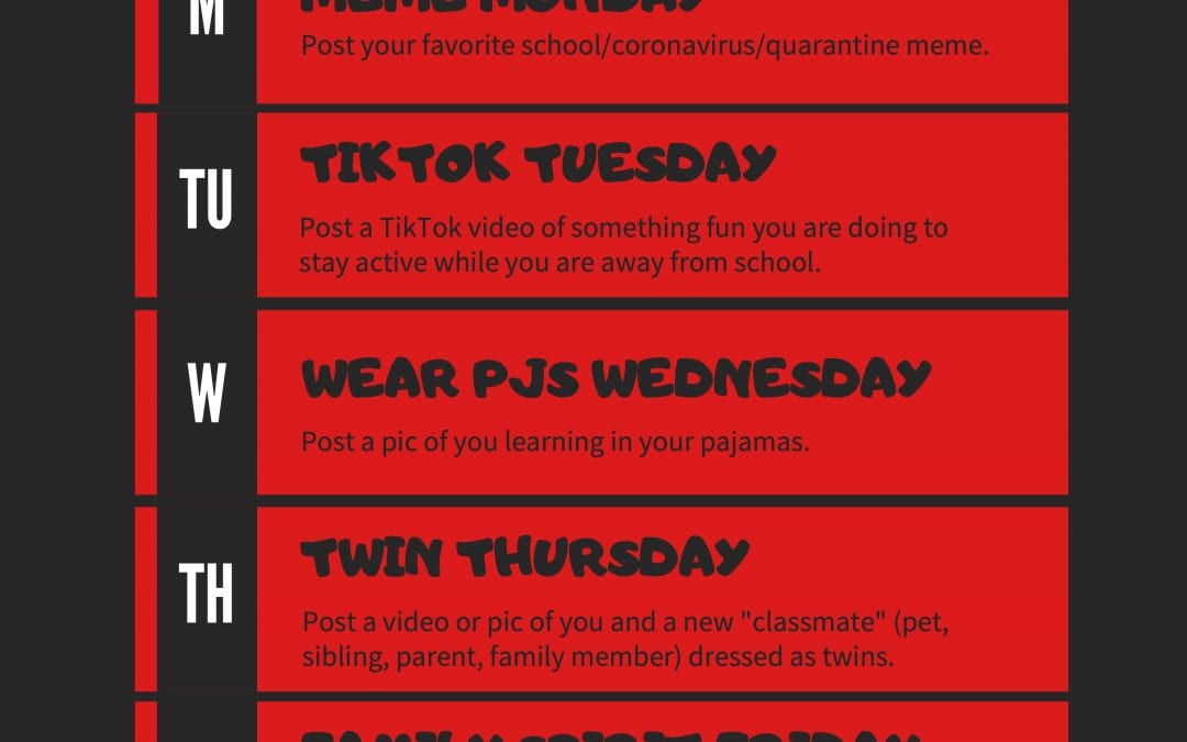 For next week, let’s have a little fun with some dress-up days! Details are on the attached picture.