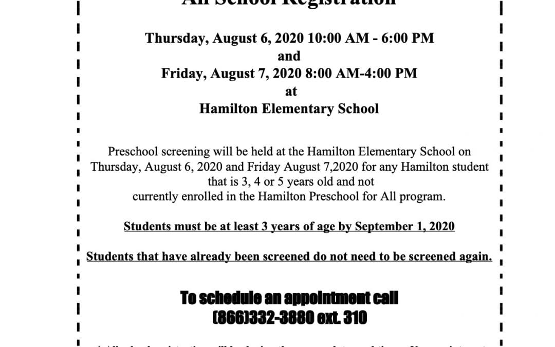 Fall Preschool Screenings will be held August 6th and 7th. Details on the attached flyer.