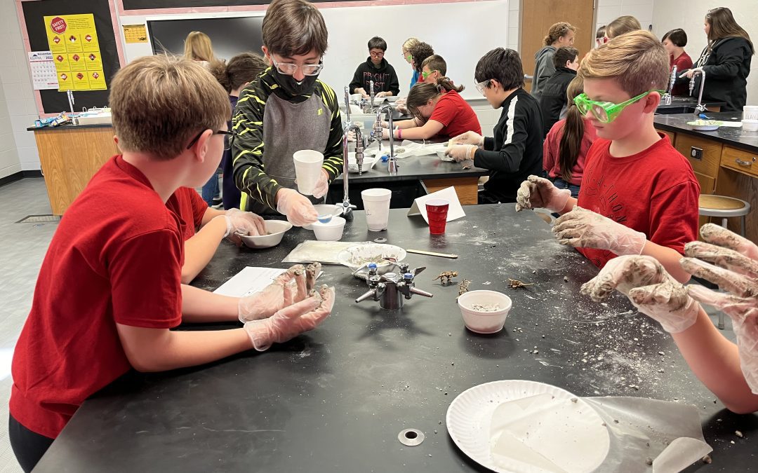 6th Grade Science Lab creating fossils Hamilton Schools District 328