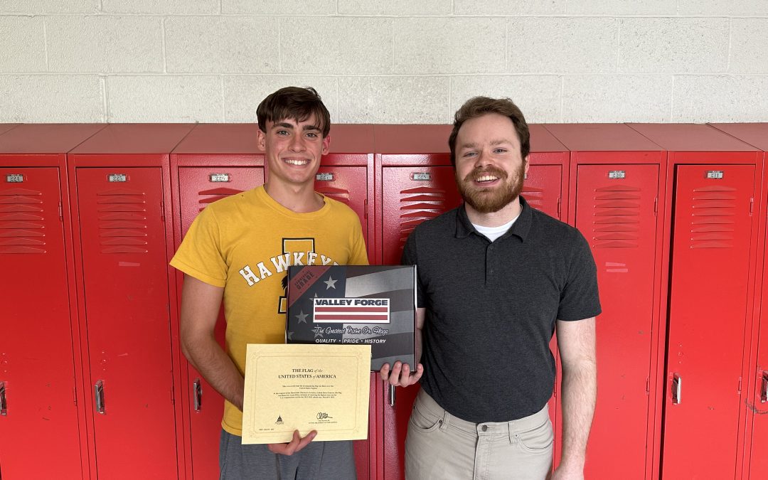 HHS Junior awarded an American Flag for highest US Constitution score.