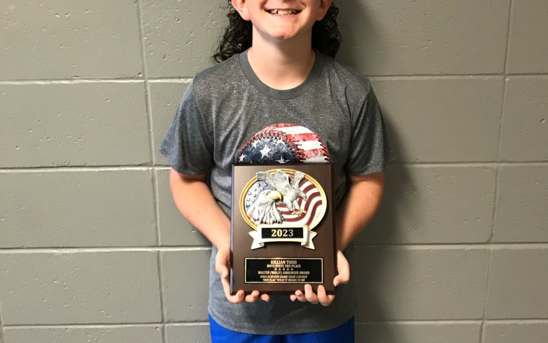 Killian Todd places 3rd in state in Elks Essay Contest